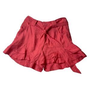 CeCe Nordstrom Coral Ruffle Hem Belted Shorts Size US 2 NWOT